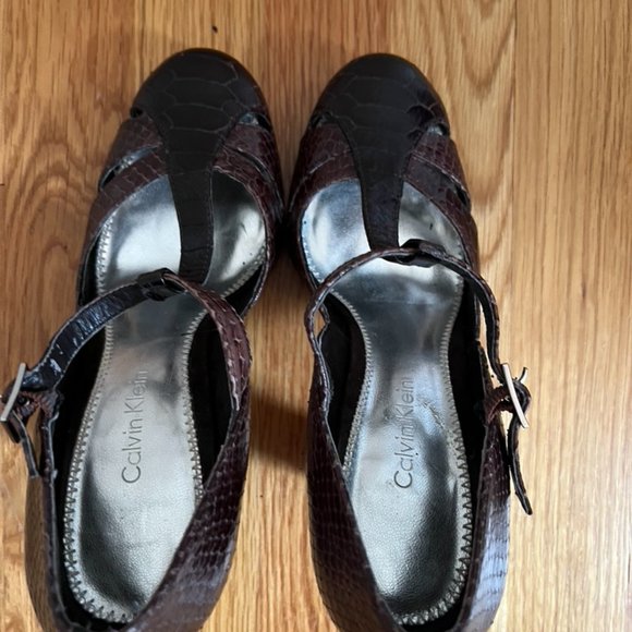 Vintage Calvin Klein Jeckel Boa Print Heeled Mary Jane Sandal - Picture 7 of 15